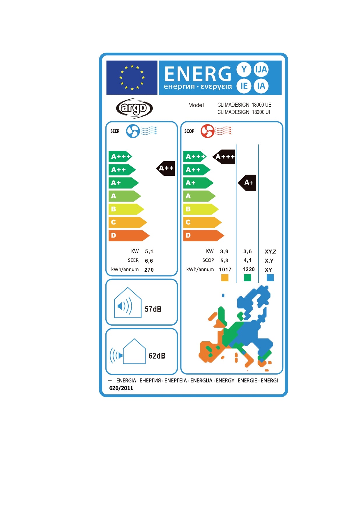 Argo Climadesign 18000 BTU/h con WIFI, climatizzatore monosplit