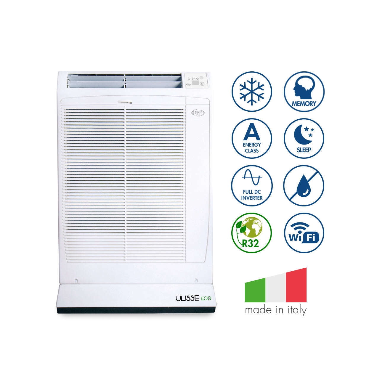 Argo Ulisse Eco con Wifi, condizionatore split a pavimento con valigetta esterna