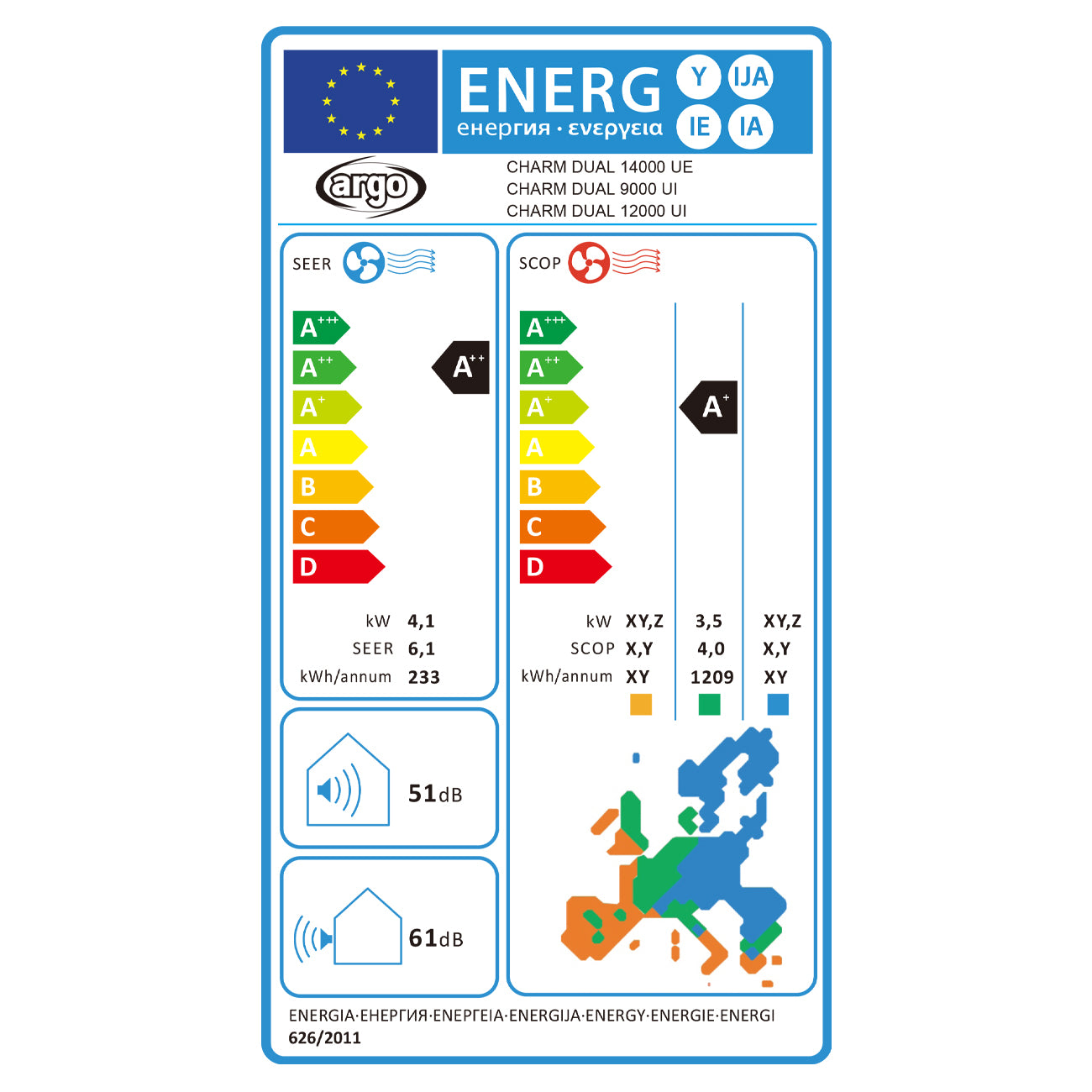Argo Charm Dual 9000 + 12000 BTU/h, climatizzatore multisplit R32