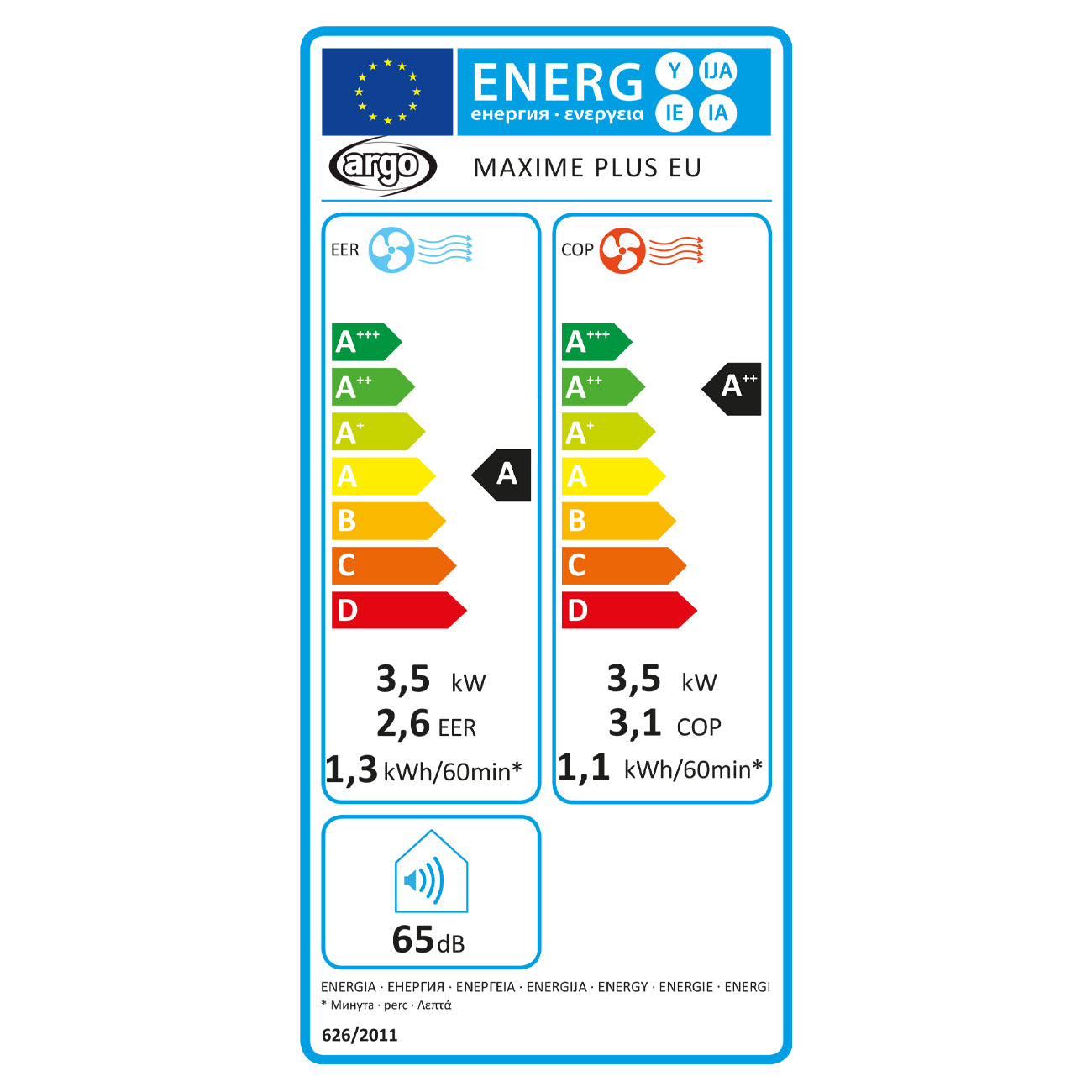 Argo Maxime Plus EU 13000 BTU/h con Wifi, condizionatore portatile con pompa di calore (2° scelta)