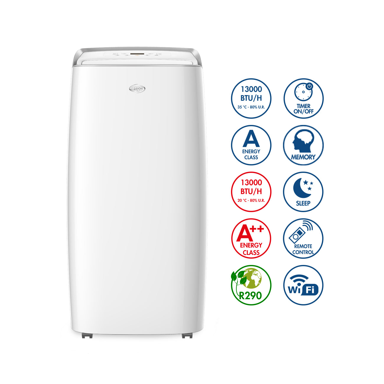 Argo Milo Plus 13000 BTU/h con Wifi, condizionatore portatile con pompa di calore