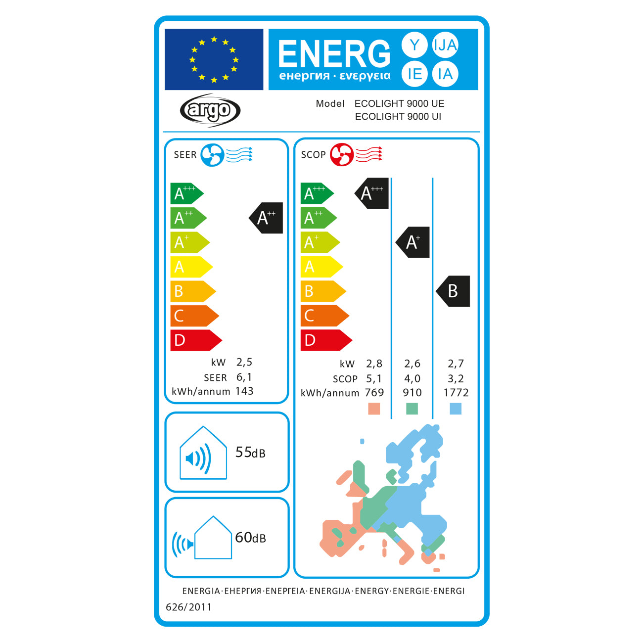 Argo Ecolight 9000 BTU/h con WiFi, climatizzatore monosplit